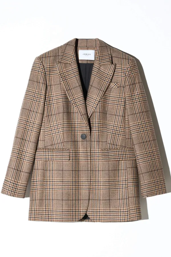 Blazer Dames Boyfriend Bruin Grote Ruit Hank