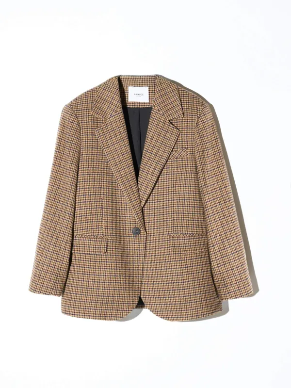 Blazer Dames Boyfriend Bruin Ruit Oxen