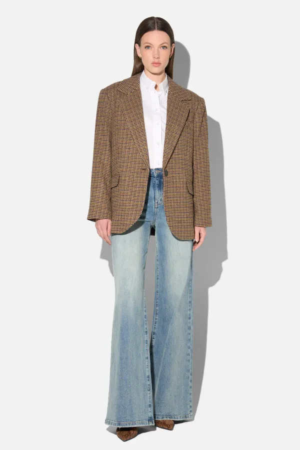 Blazer Dames Boyfriend Bruin Ruit Oxen