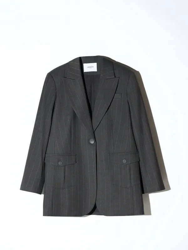Blazer Dames Boyfriend Zwart Krijtstreep Hank