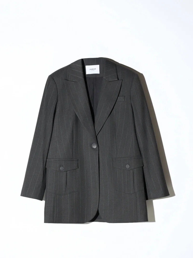 Blazer Dames Boyfriend Zwart Krijtstreep Hank