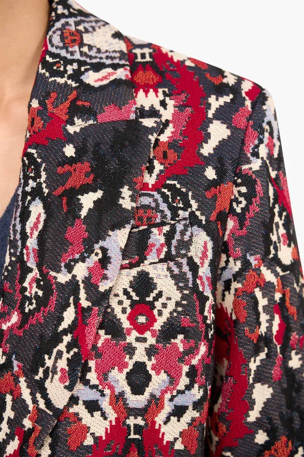 Oversized Blazer Dames Jacquard Hank Aztec Rood