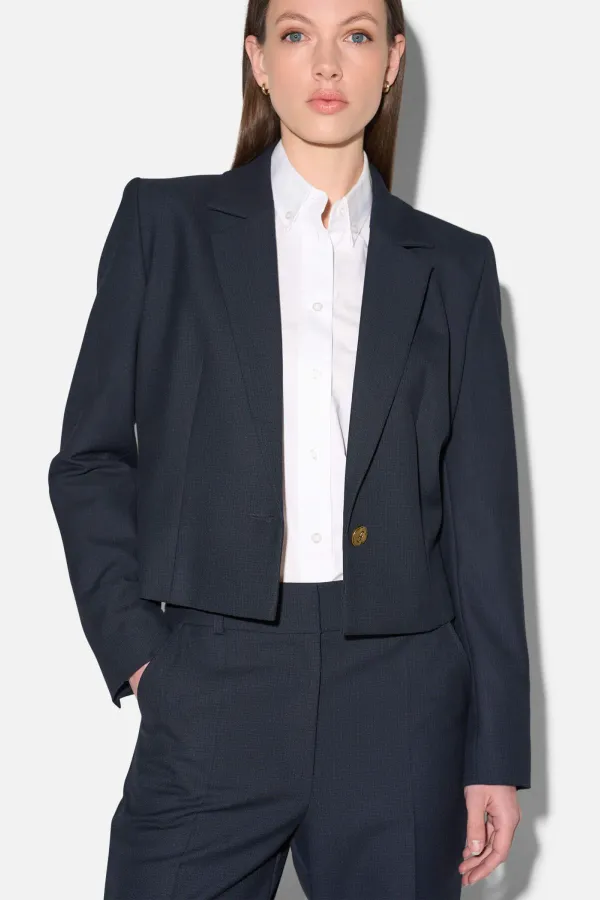 Blazer Dames Jasje Kort Blauw Ruit Crain