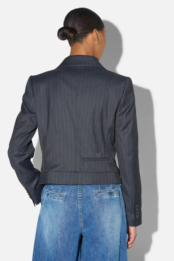 Blazer Dames Kort Blauw Krijtstreep Stan