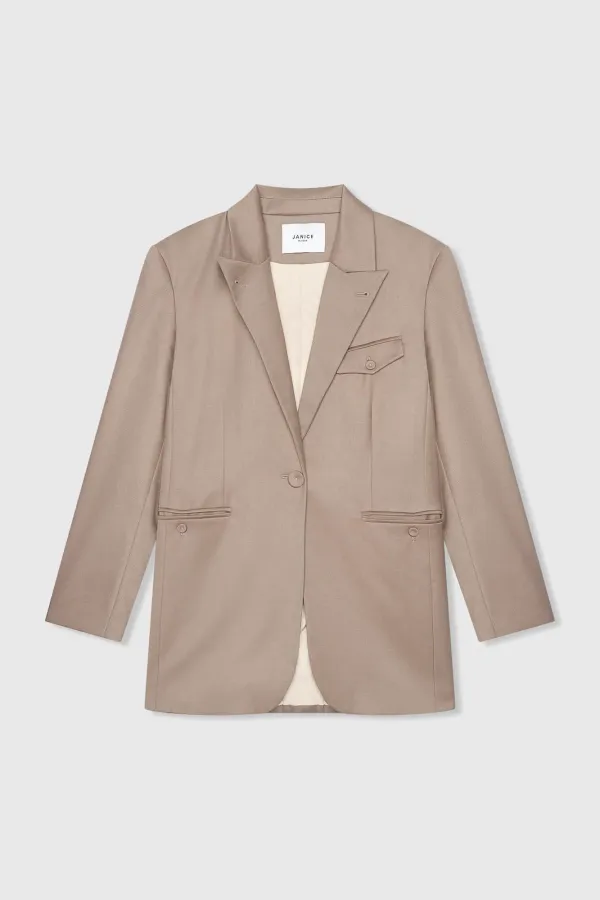 Women's Oversized Boyfriend Blazer in Brown