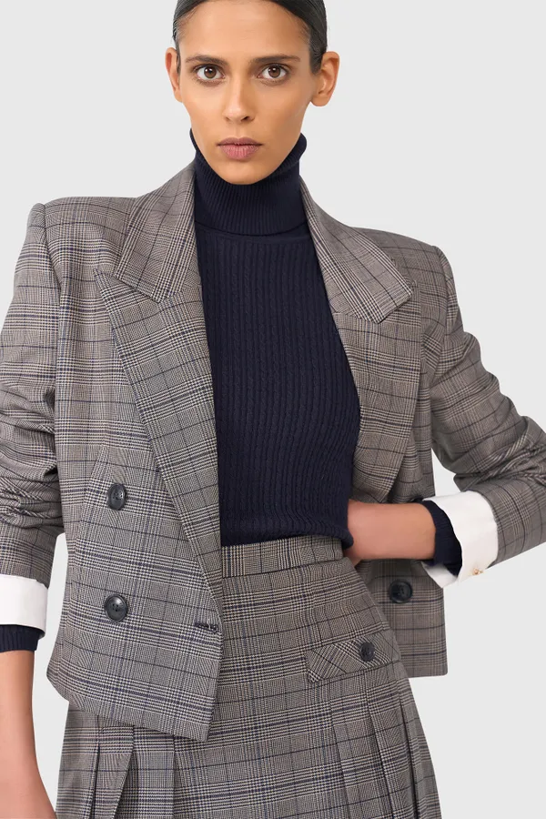 Stan Blau Beige Karomuster
