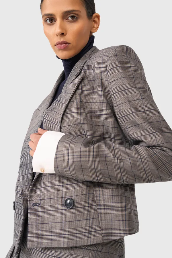 Stan Blau Beige Karomuster