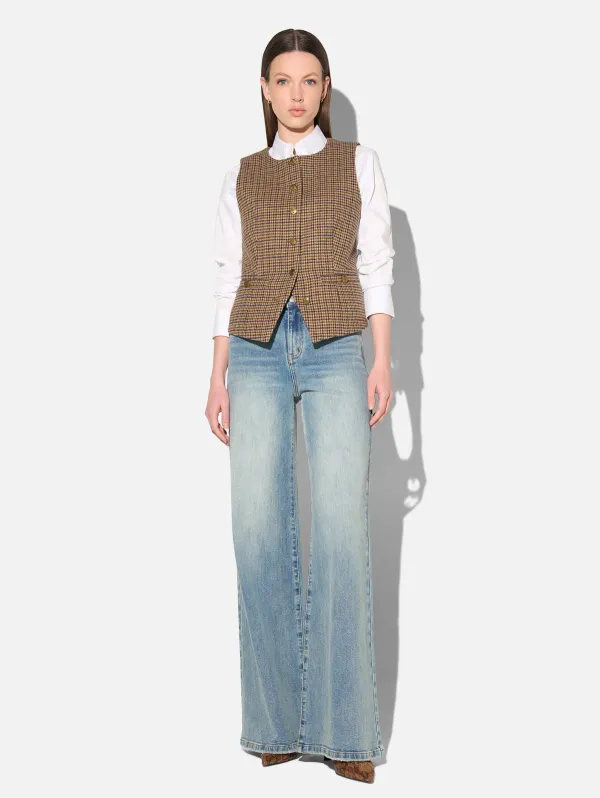Blazer Vest Dames Bruin Ruit Samson