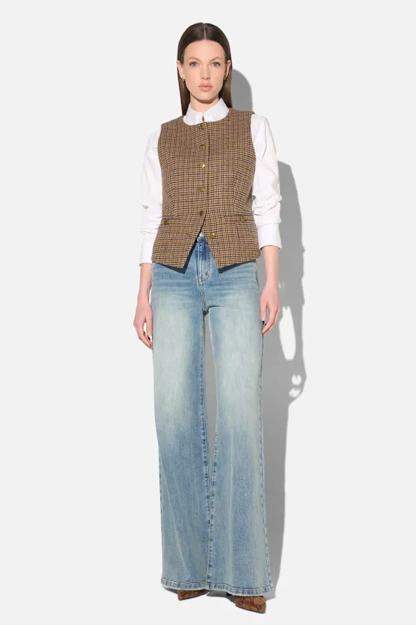 Blazer Vest Dames Bruin Ruit Samson