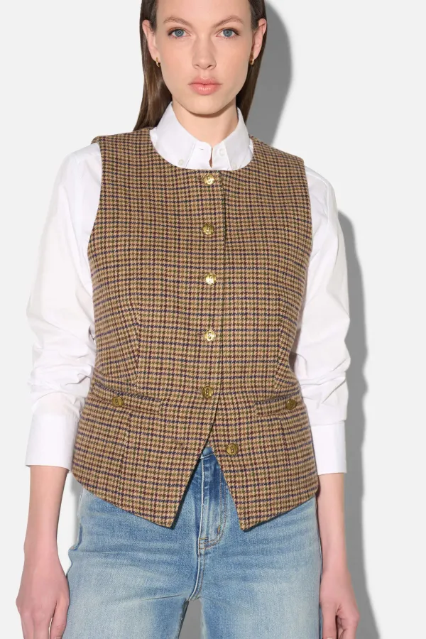 Blazer Vest Dames Bruin Ruit Samson