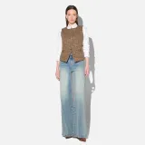 Blazer Vest Dames Bruin Ruit Samson