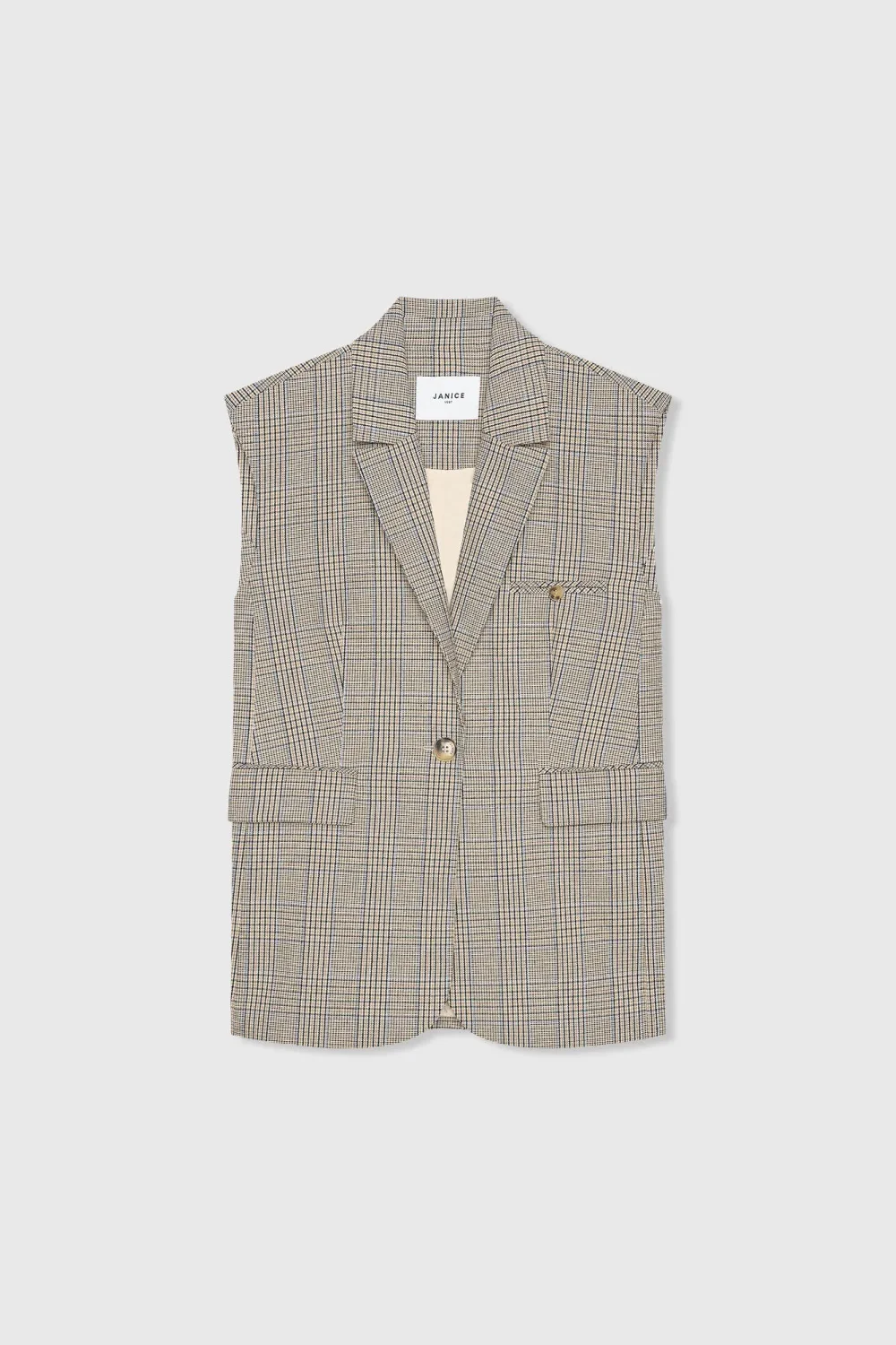 Women's Checkered Blazer Cardigan - Marvin Beige