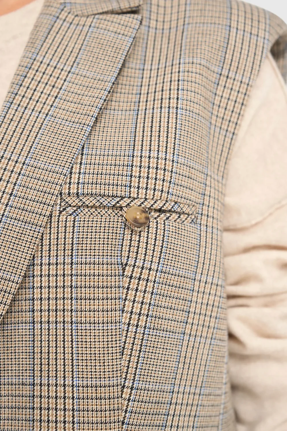 Women's Checkered Blazer Cardigan - Marvin Beige