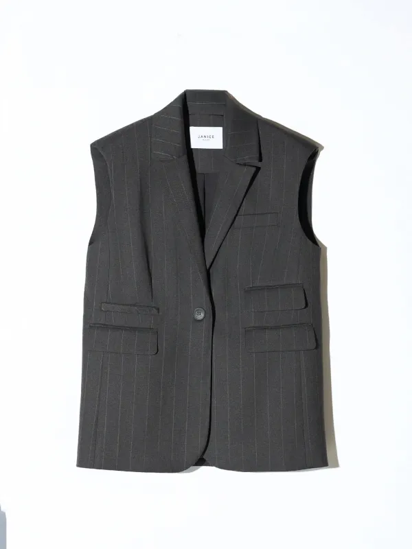 Blazer Vest Dames Zwart Krijtstreep Marvin