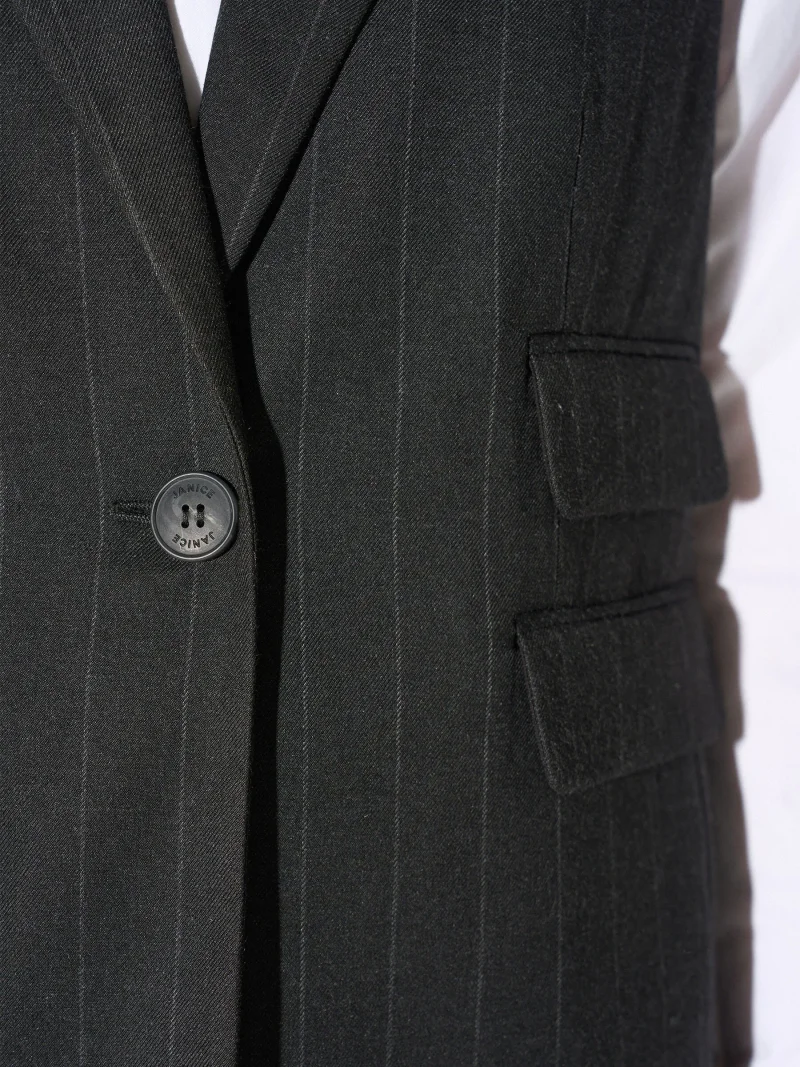 Blazer Vest Dames Zwart Krijtstreep Marvin