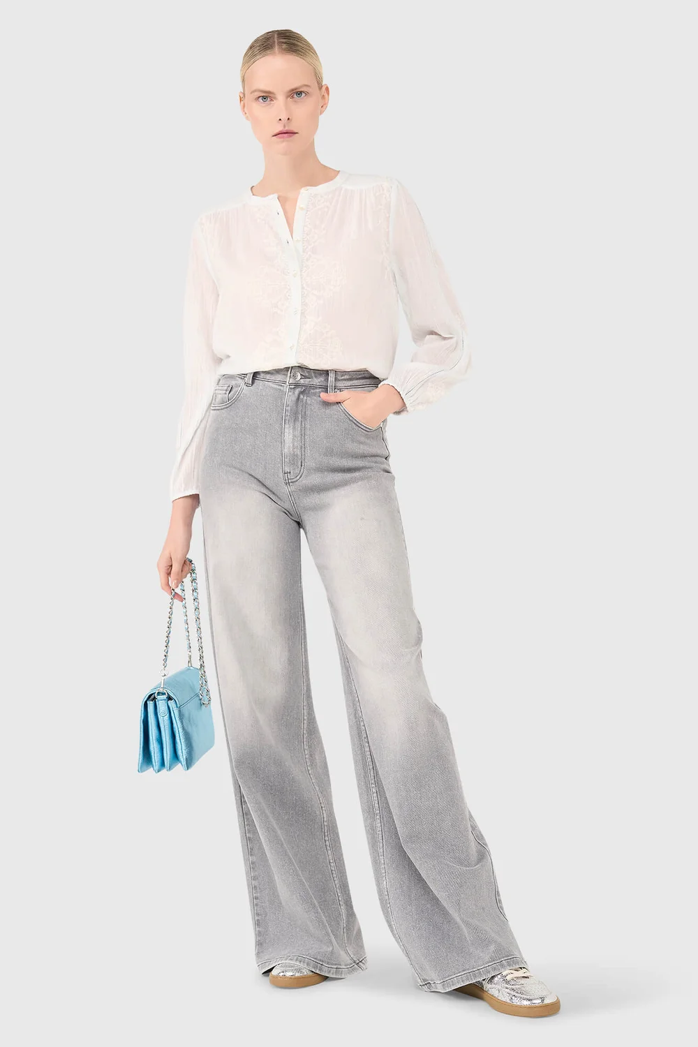 Austin-Bluse Hellblau