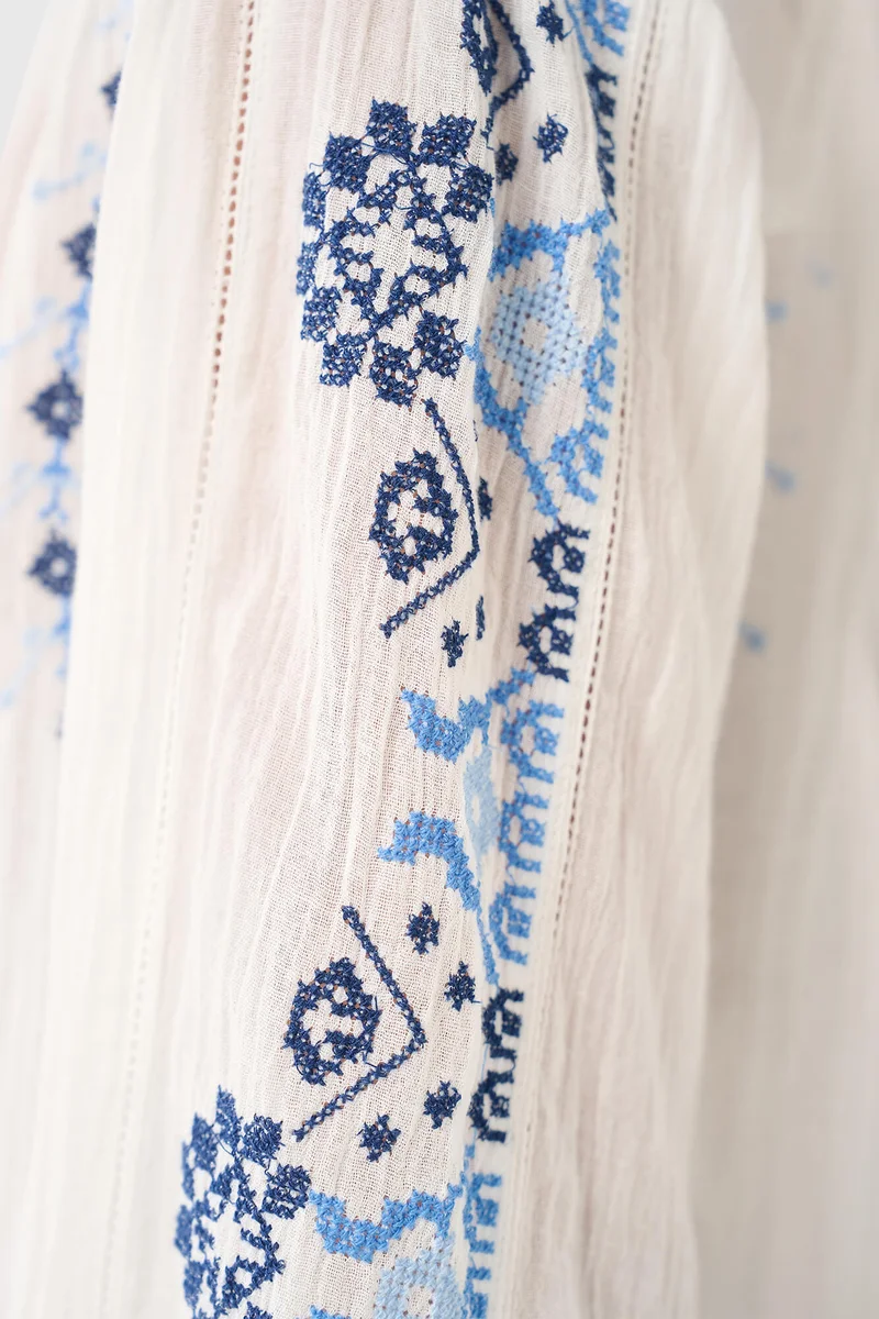 Austin-Bluse Weiß-Blau