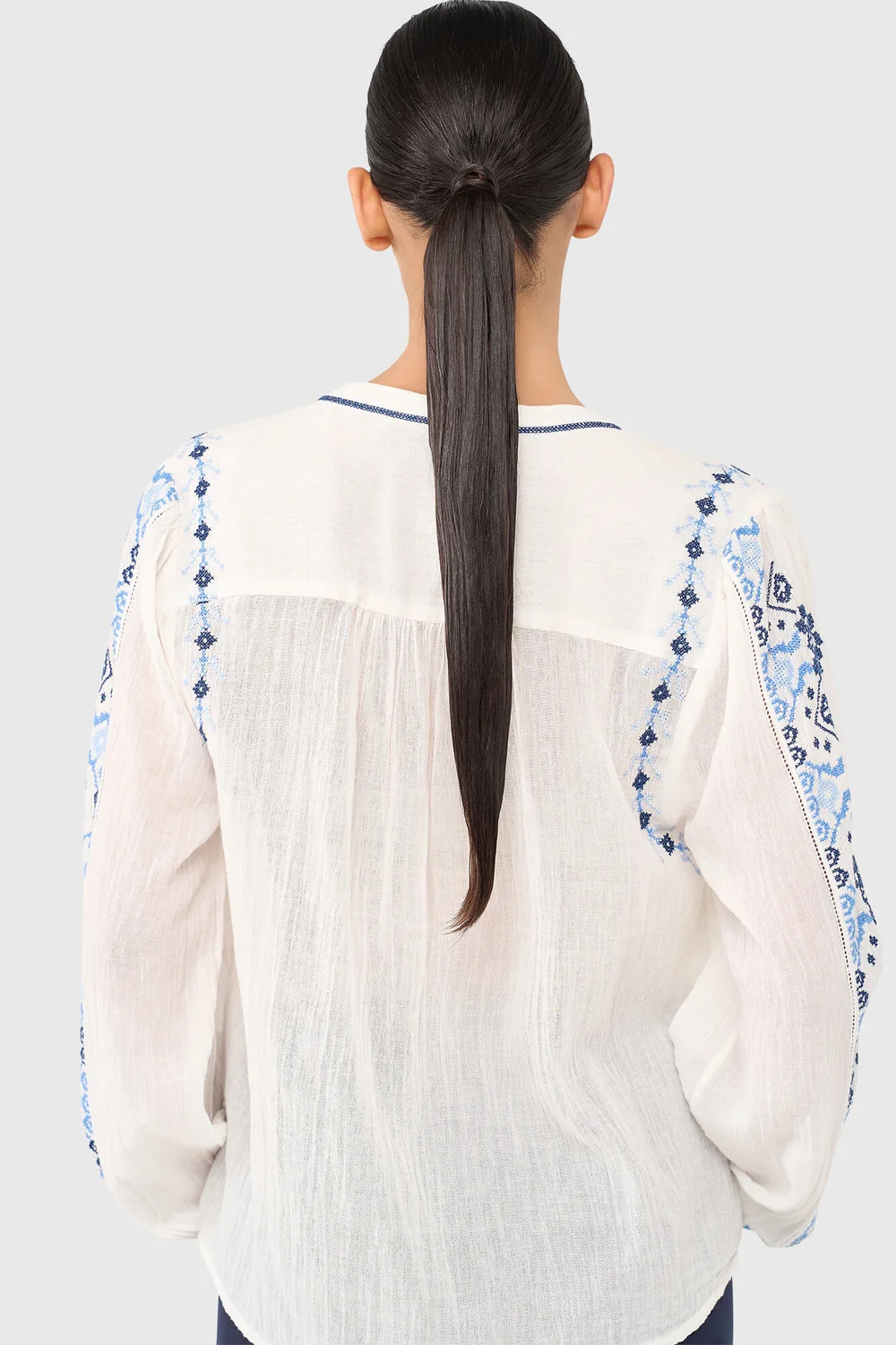 Austin-Bluse Weiß-Blau
