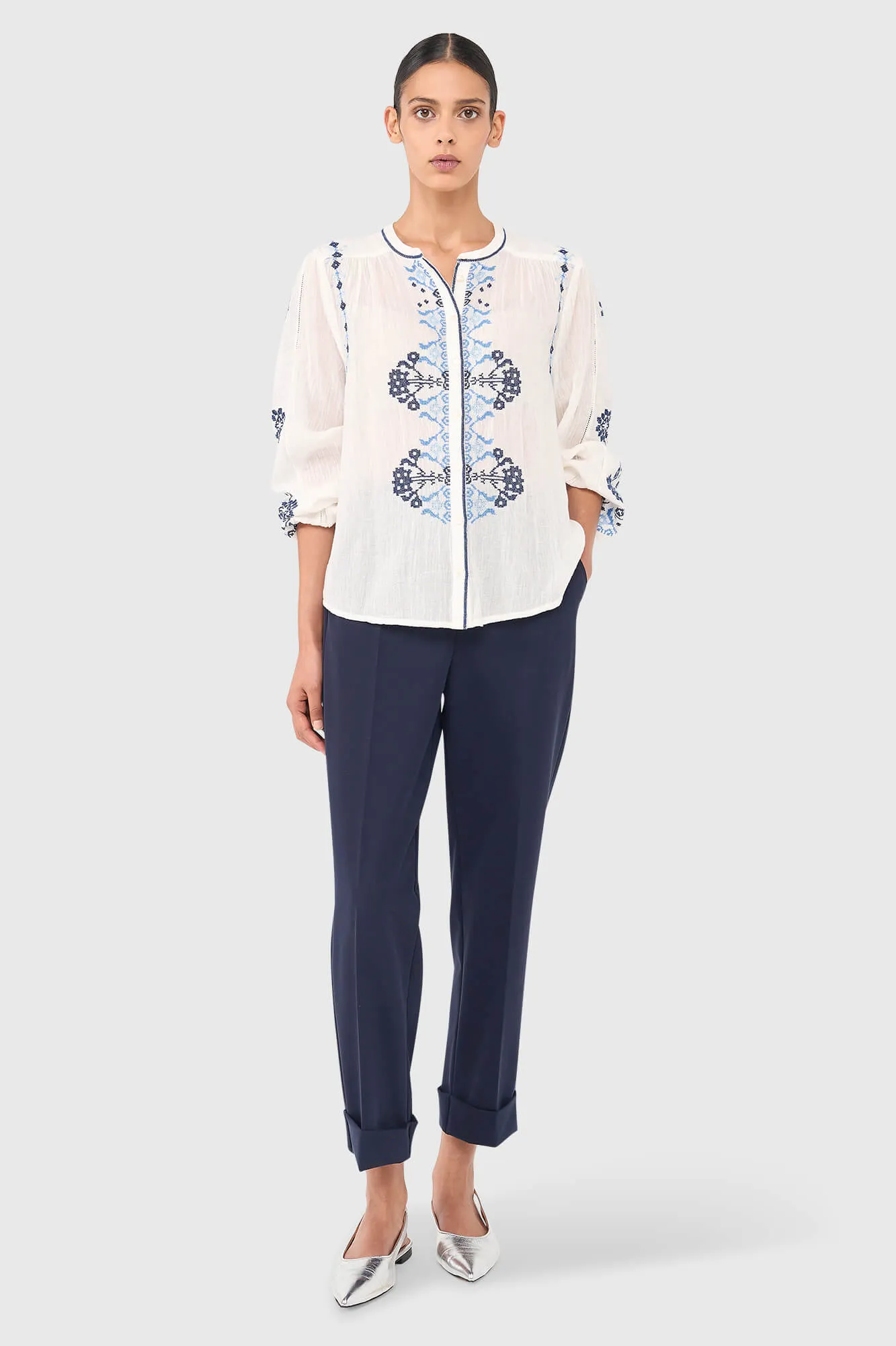 Austin Blouse Wit Blauw