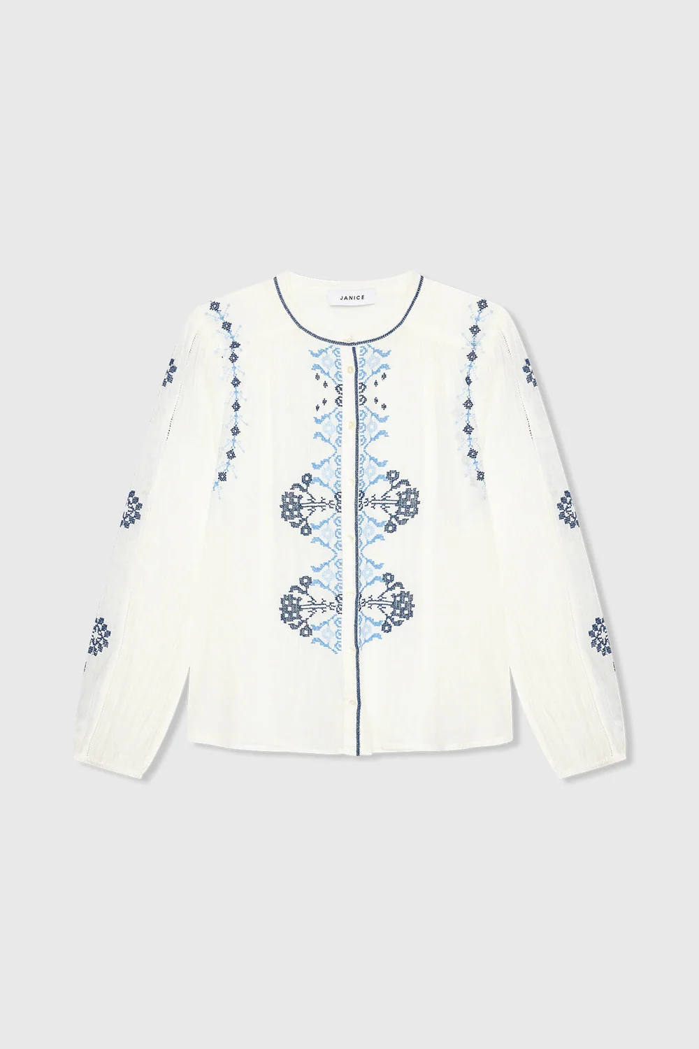 Austin-Bluse Weiß-Blau