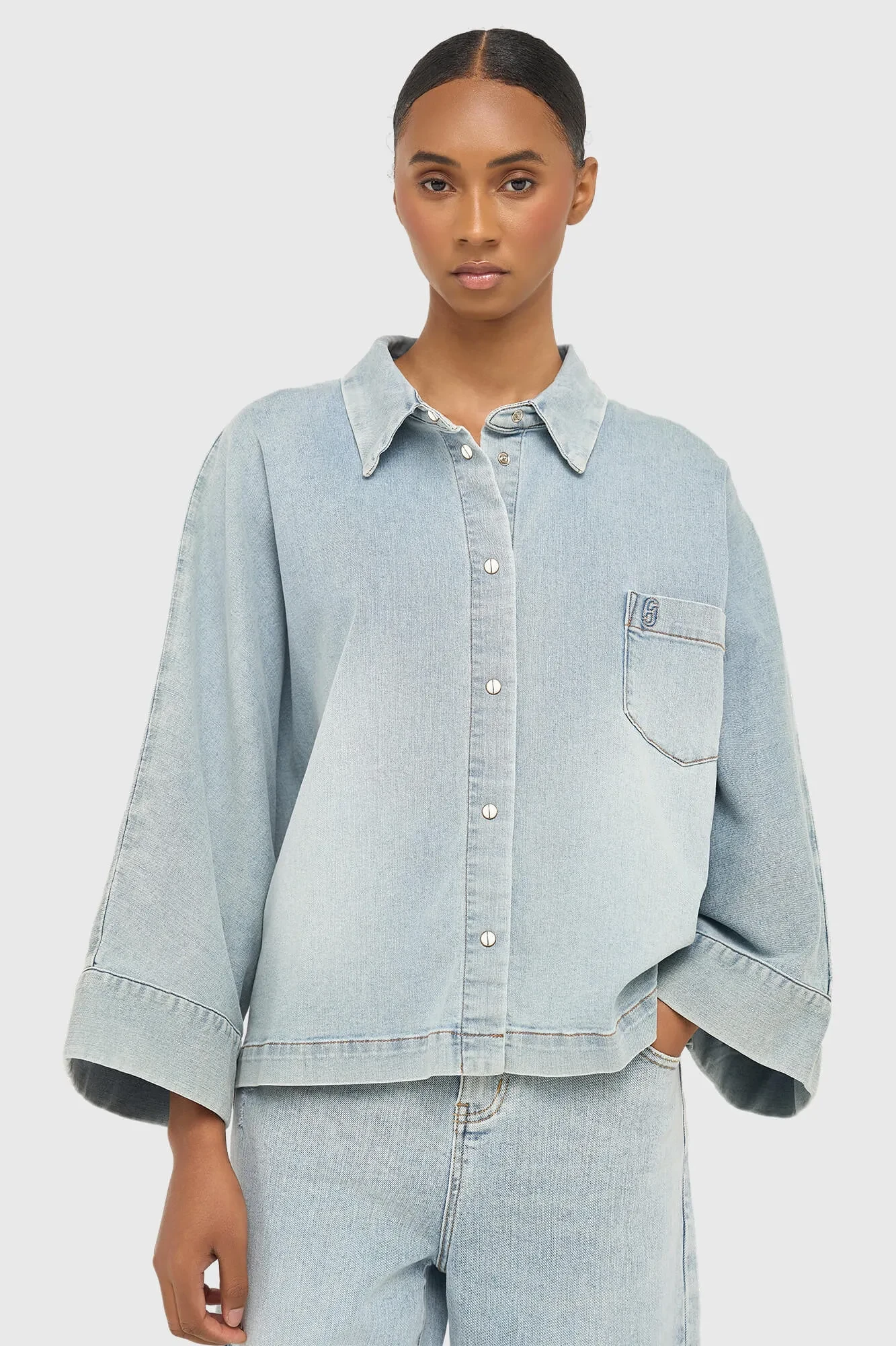 Damenbluse aus Denim im Kimono-Stil Carl 565