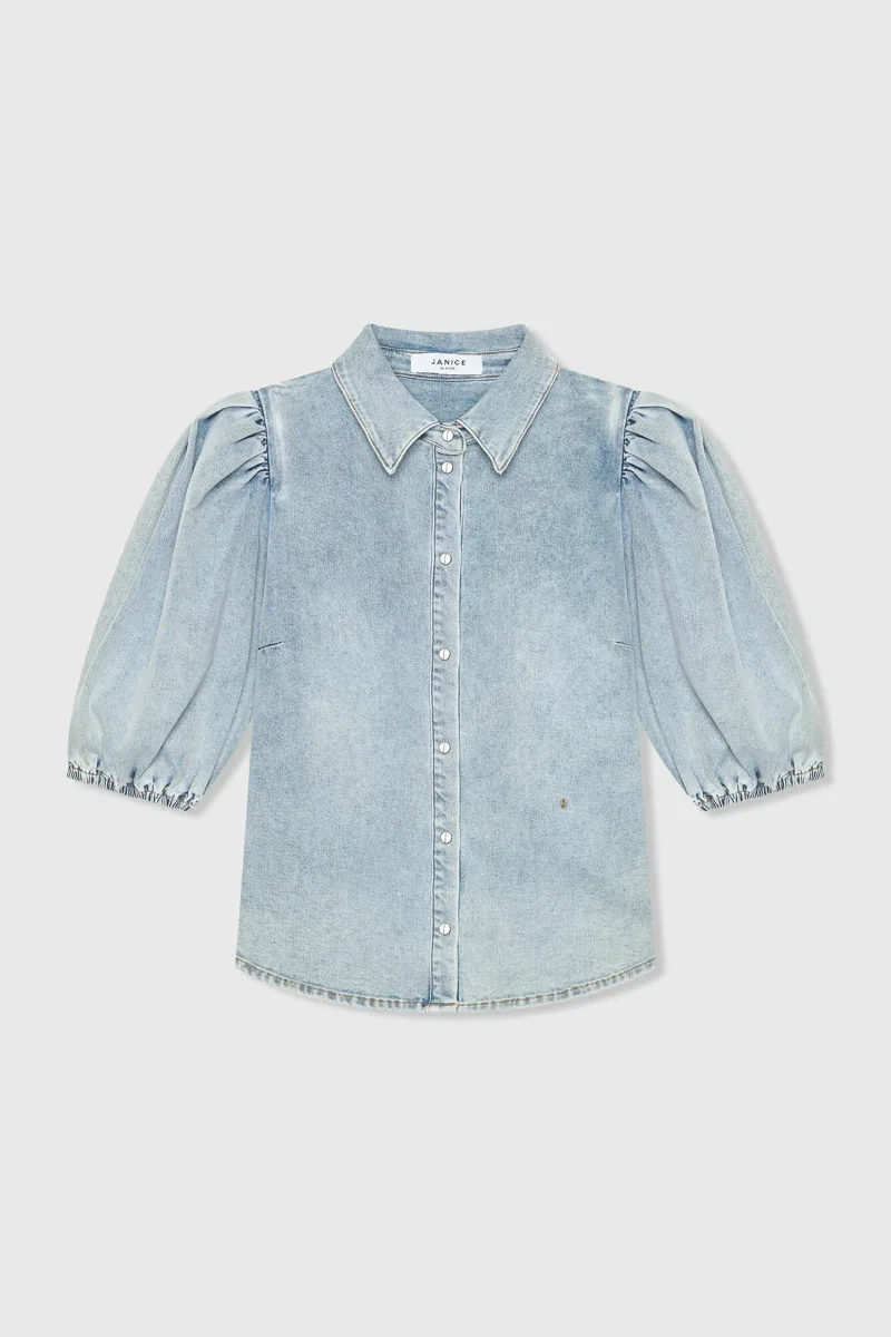Damenbluse aus Denim mit Puffärmeln Lars 565