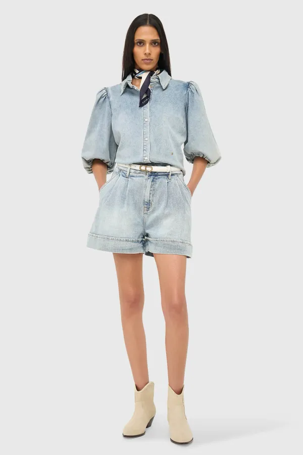Damenbluse aus Denim mit Puffärmeln Lars 565
