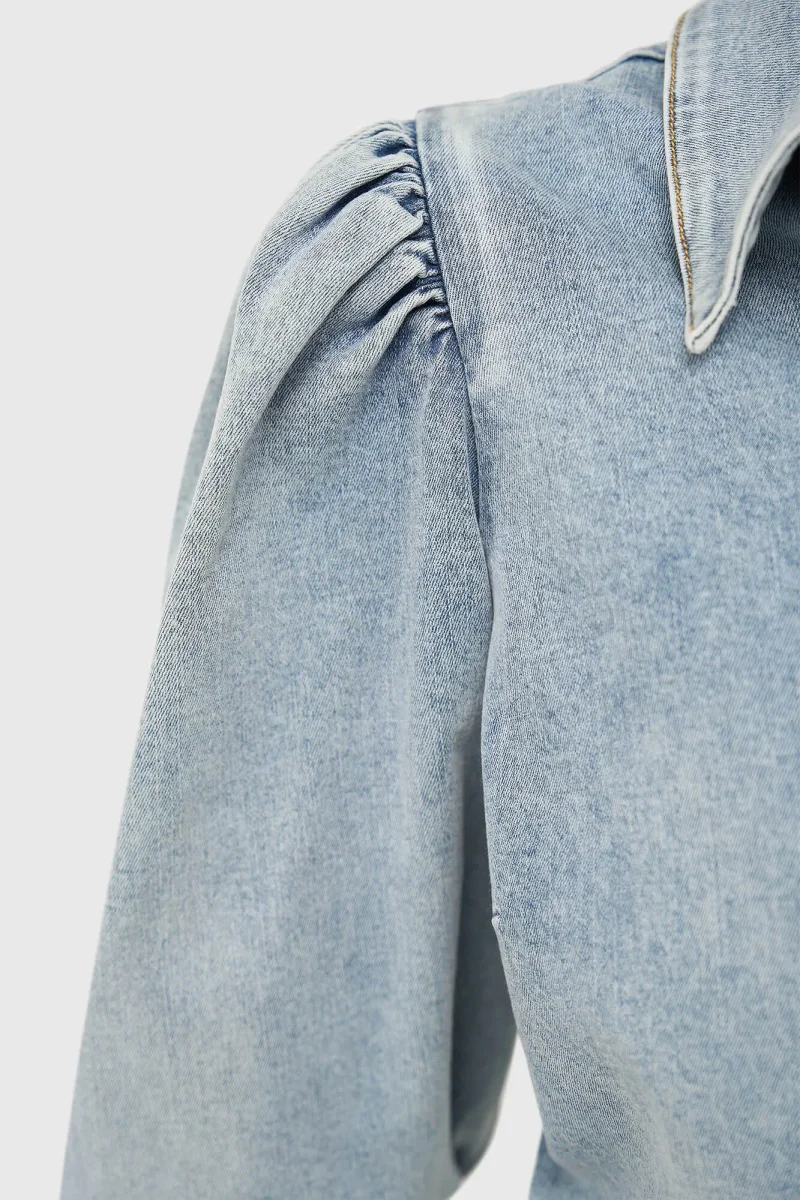 Damenbluse aus Denim mit Puffärmeln Lars 565