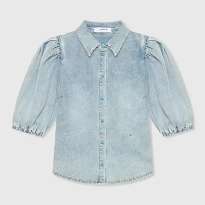 Damenbluse aus Denim mit Puffärmeln Lars 565
