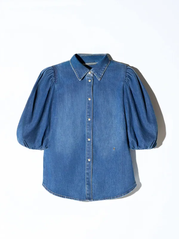 Blouse Dames Denim Pofmouw Lars Blauw 258