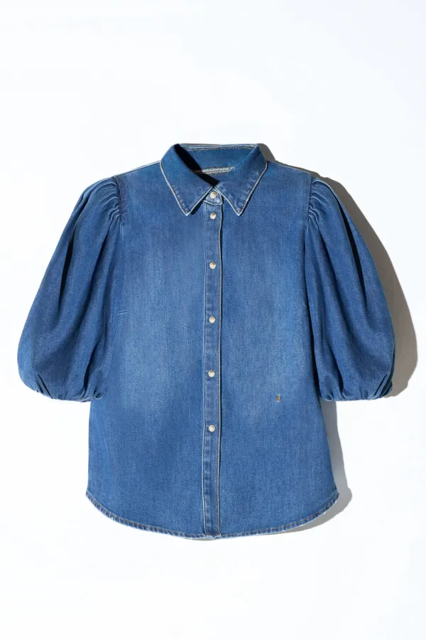 Blouse Dames Denim Pofmouw Lars Blauw 258