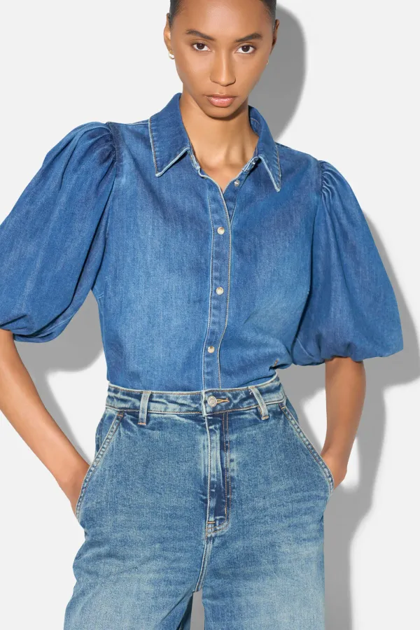Blouse Dames Denim Pofmouw Lars Blauw 258