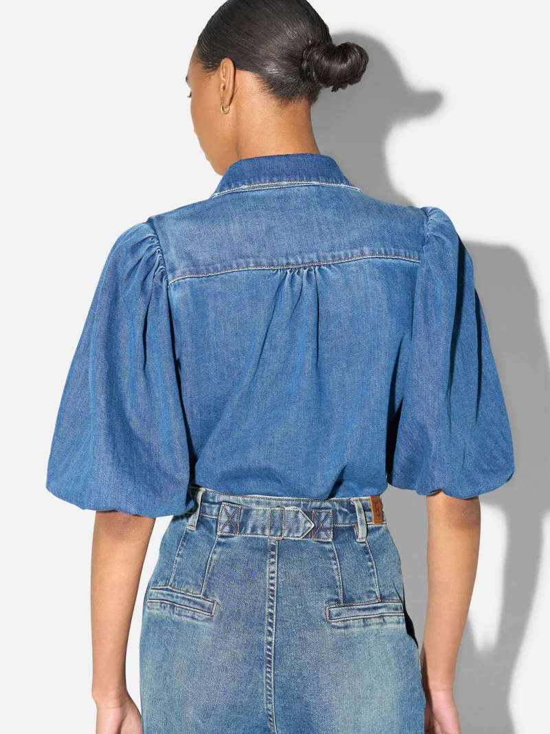 Blouse Dames Denim Pofmouw Lars Blauw 258