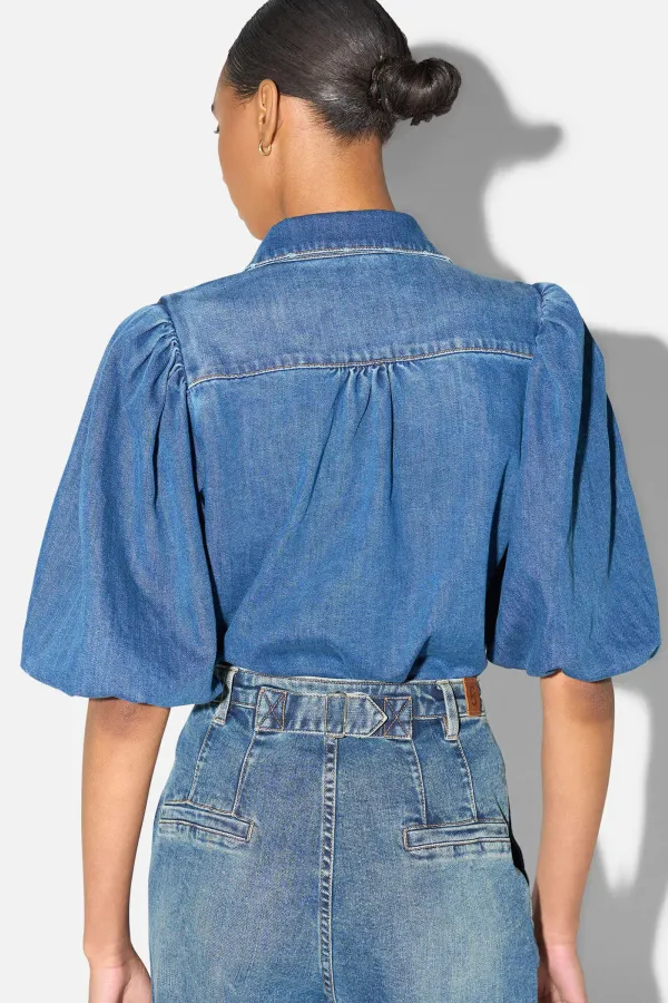 Blouse Dames Denim Pofmouw Lars Blauw 258