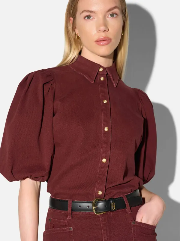 Blouse Dames Denim Pofmouw Lars Burgundy