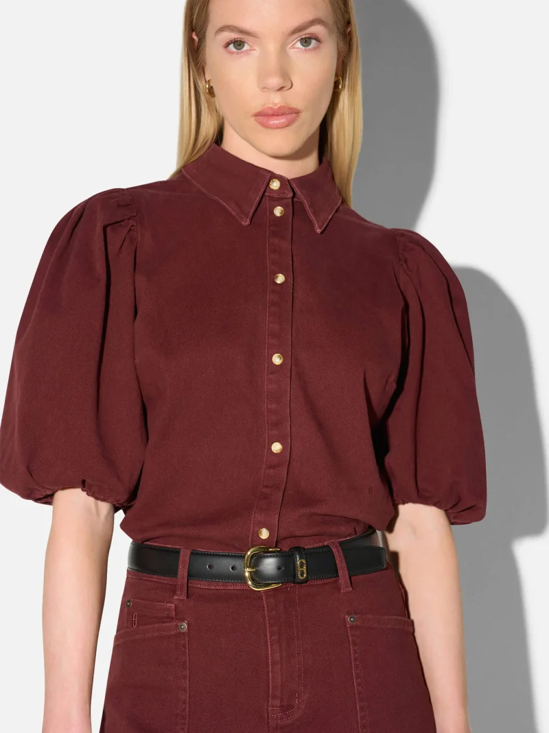 Blouse Dames Denim Pofmouw Lars Burgundy