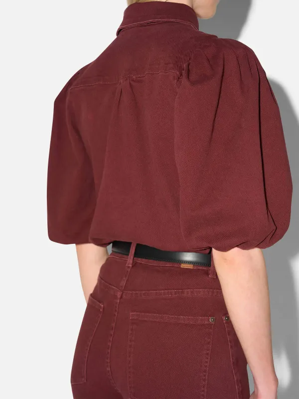 Blouse Dames Denim Pofmouw Lars Burgundy
