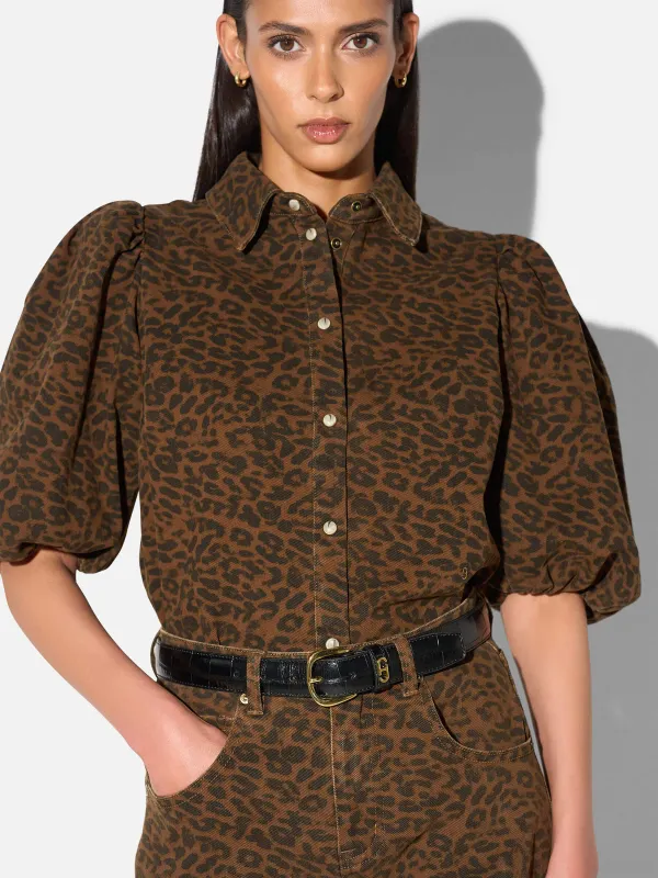 Blouse Dames Denim Pofmouw Lars Panterprint