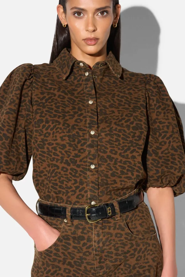 Blouse Dames Denim Pofmouw Lars Panterprint