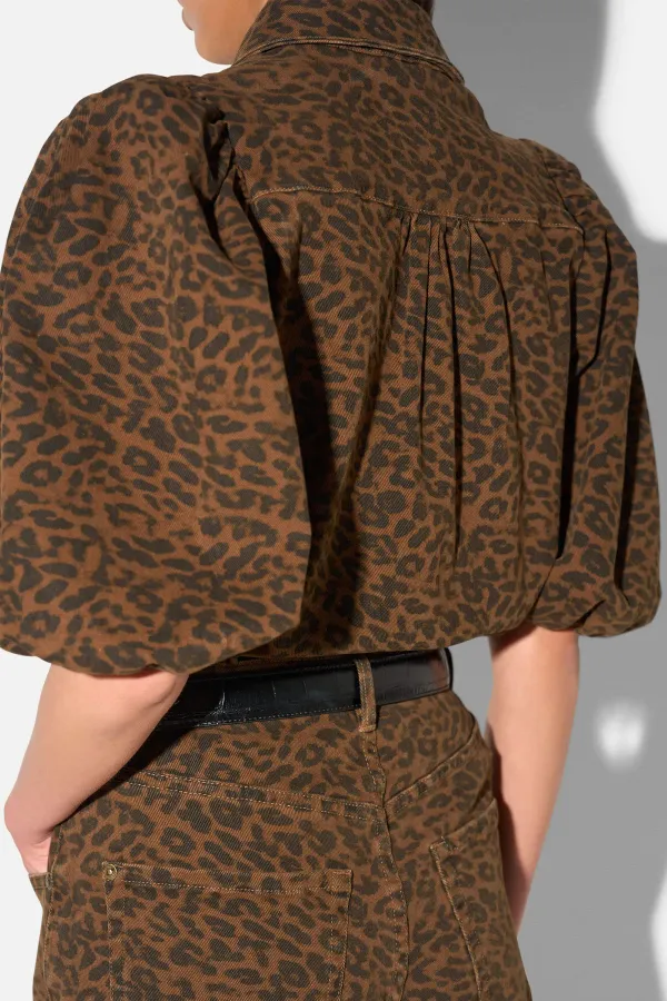 Blouse Dames Denim Pofmouw Lars Panterprint