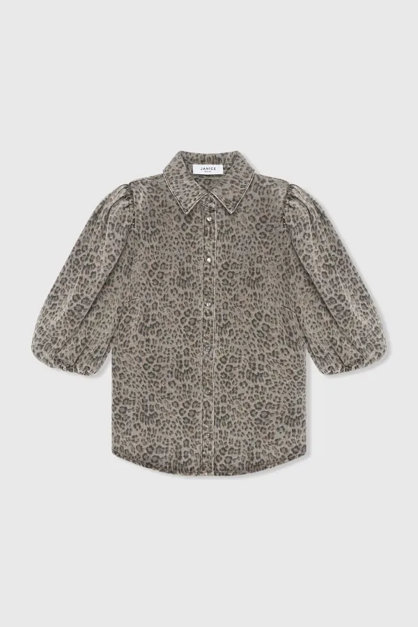 Blouse Dames Denim Pofmouw Lars Panterprint