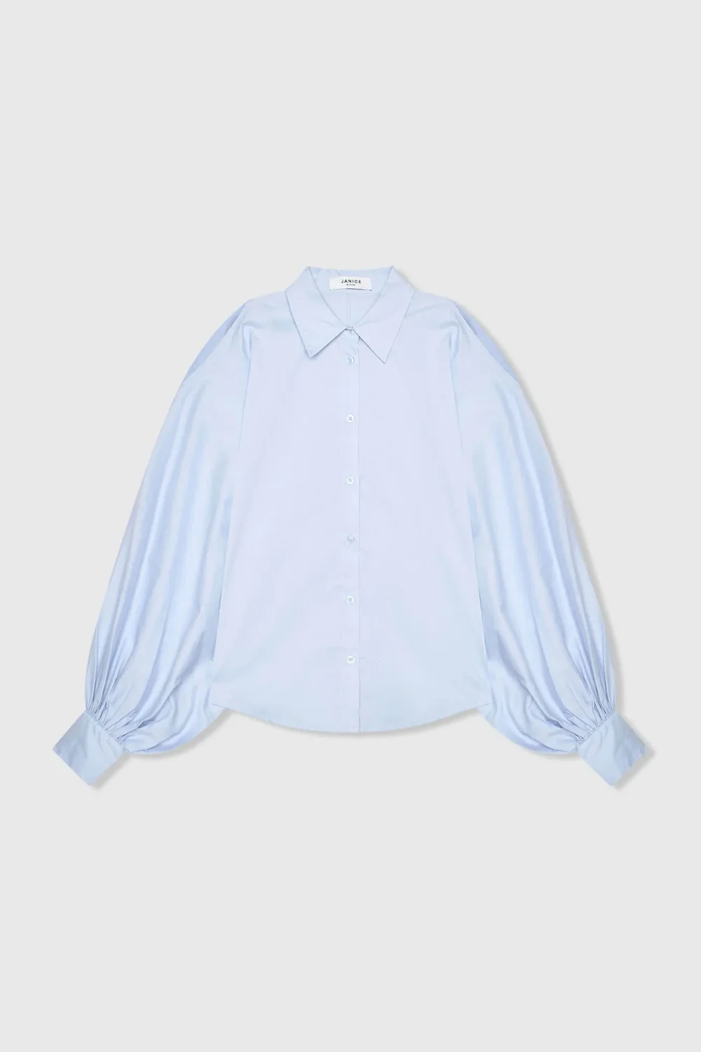 Women's Cotton Blouse, Blue Stone, Puff Sleeves, Cut-Out