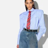 Blouse Dames Katoen Knoopjes Blauw Strepen Rix