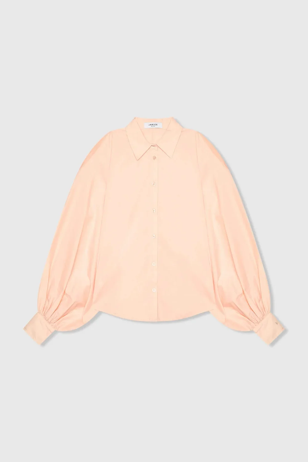 Women's Cotton Blouse in Peach Tones with Puff Sleeves and Cutouts