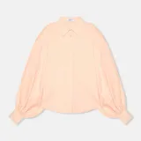 Blouse Dames Katoen Peach Tone Pofmouw Cut Out