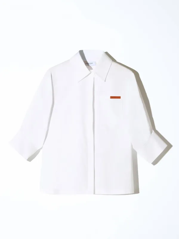 Blouse Dames Korte Mouw Katoen Wit Seattle
