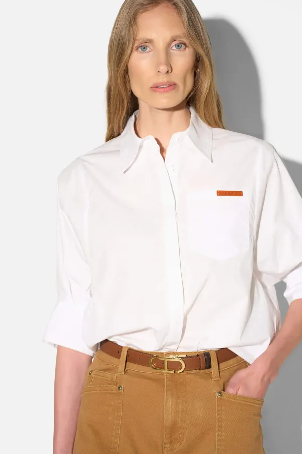 Blouse Dames Korte Mouw Katoen Wit Seattle