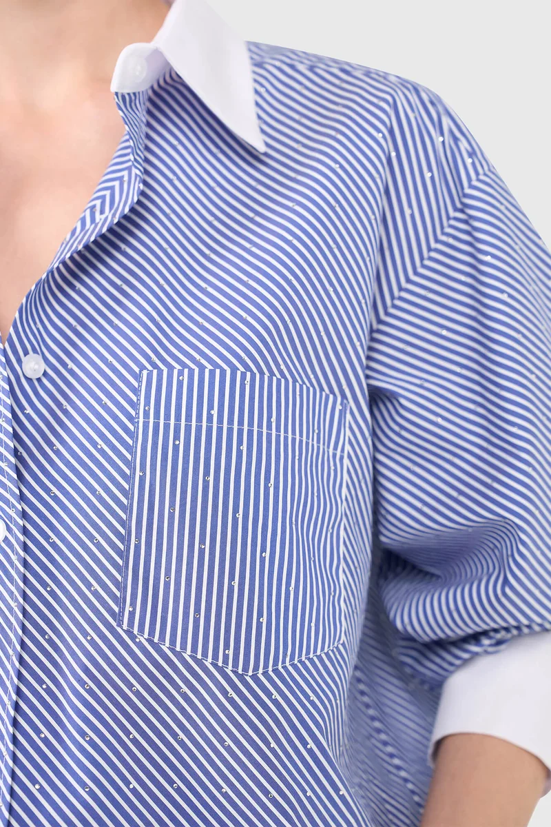 Kygo Striped Rhinestone Blouse