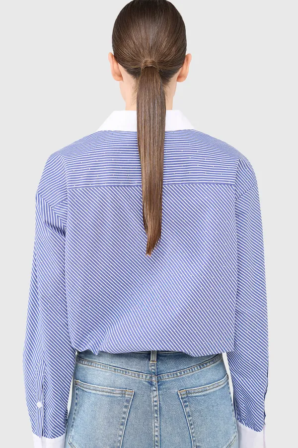 Kygo Striped Rhinestone Blouse