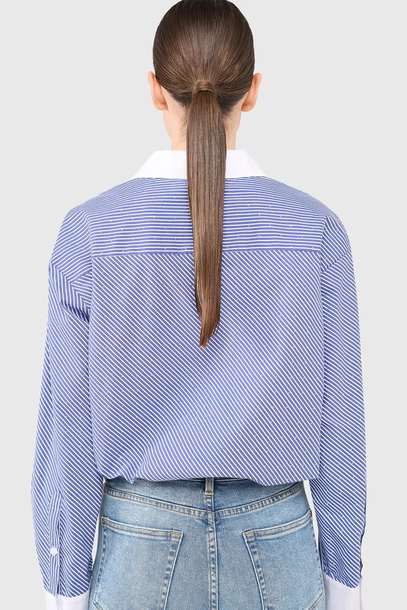 Kygo Striped Rhinestone Blouse